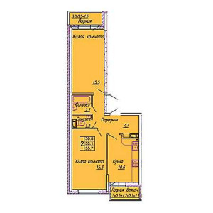 2 комнатная 55.7м²