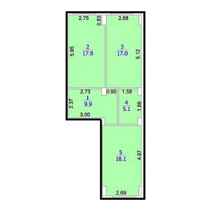 2 комнатная 67.9м²