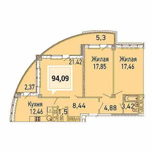 3 комнатная 94.09м²