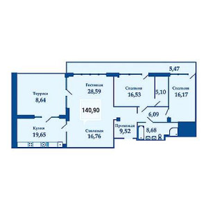 Пентхаус 140.9м²