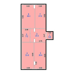 3 комнатная 100.2м²