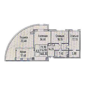 Пентхаус 140.3м²