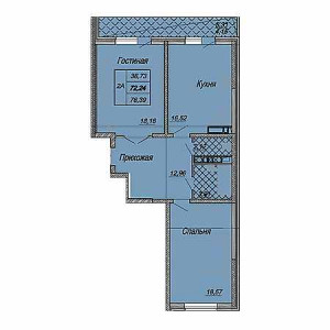 2 комнатная 76.39м²