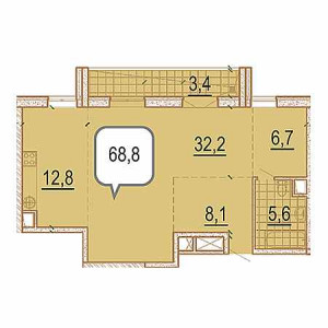 Пентхаус 68.8м²