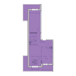 2 комнатная 59.6м²