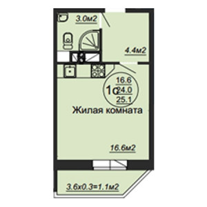 Студия 25.1м²