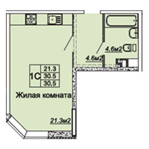 Студия 30.5м²