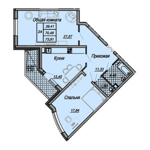 2 комнатная 73.81м²