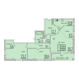 3 комнатная 129.8м²