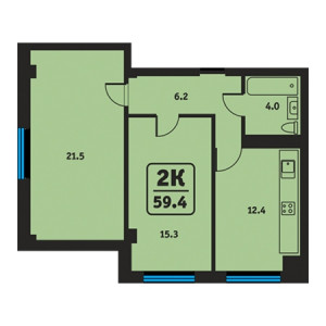 2 комнатная 59.4м²