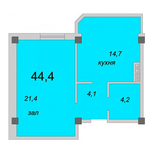 1 комнатная 44.4м²