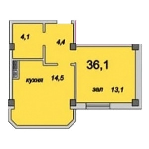 1 комнатная 36.1м²