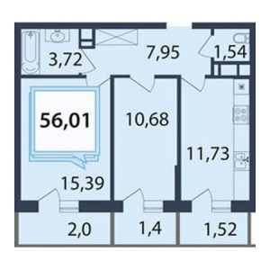 2 комнатная 56.01м²