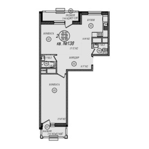 2 комнатная 54.8м²