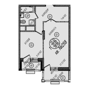 1 комнатная 36.95м²