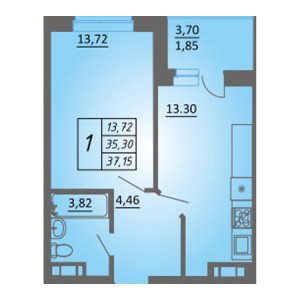 1 комнатная 37.15м²