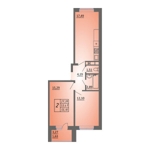 2 комнатная 55.1м²