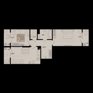 2 комнатная 70.6м²