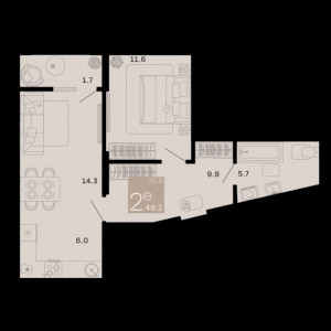 2 комнатная 49.2м²