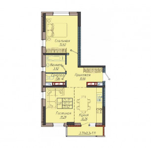 2 комнатная 51.62м²