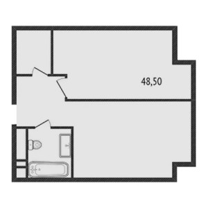 1 комнатная 48.5м²